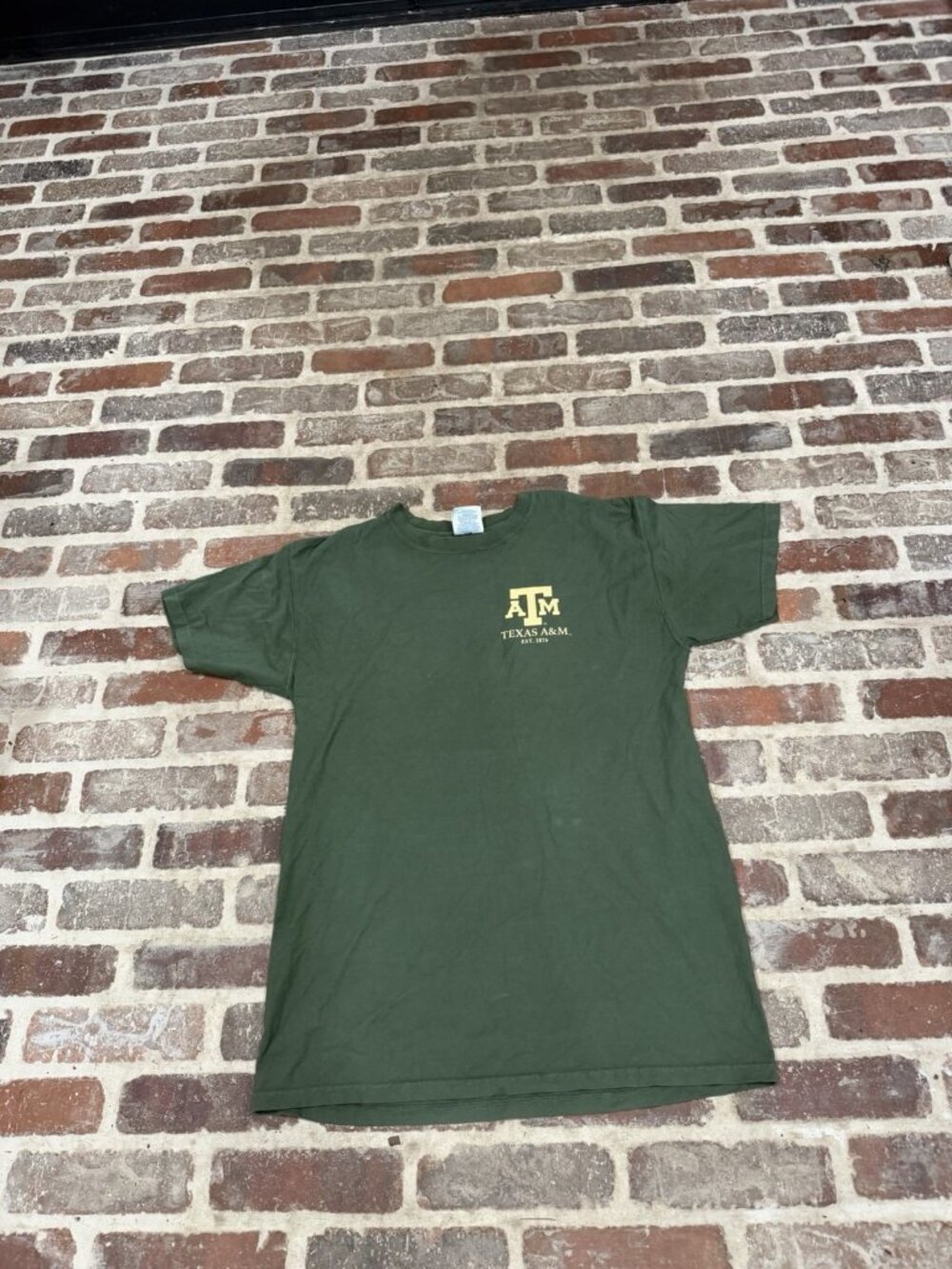 Comfort Wash T Shirt Green Aggies Texas A&M Size M
